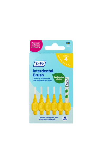 TePe Original mezizubní kartáčky z bioplastu 0,7 mm, žluté, 6 ks, krabička