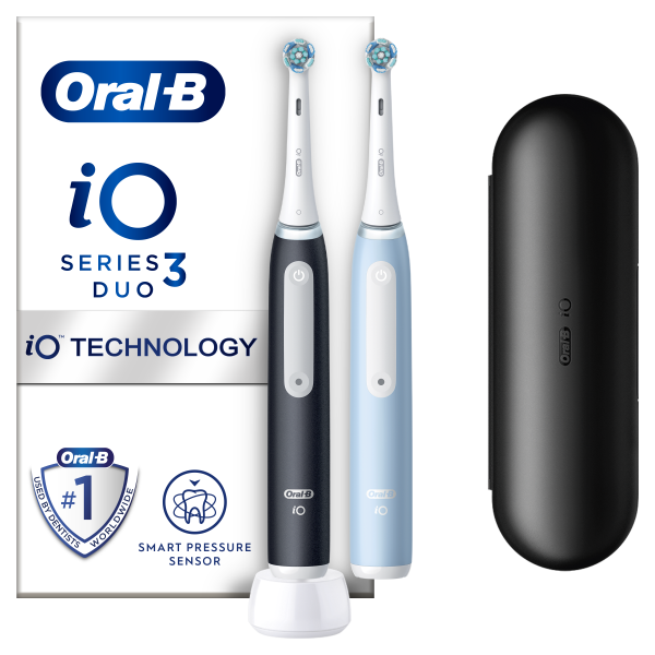 Oral-B iO Series 3 Matt Black/Ice Blue Duo elektrický zubní kartáček
