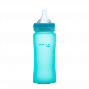 Everyday Baby skleněná láhev s termo senzorem, 300 ml, modrá