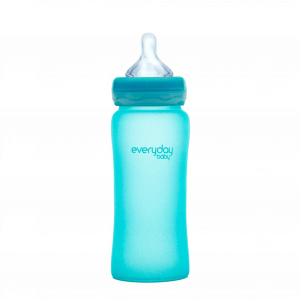 Everyday Baby skleněná láhev s termo senzorem, 300 ml, modrá