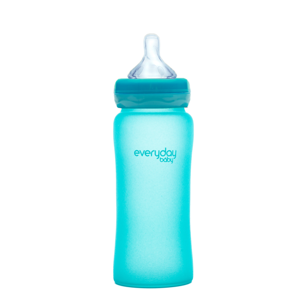 Everyday Baby skleněná láhev s termo senzorem, 300 ml, modrá