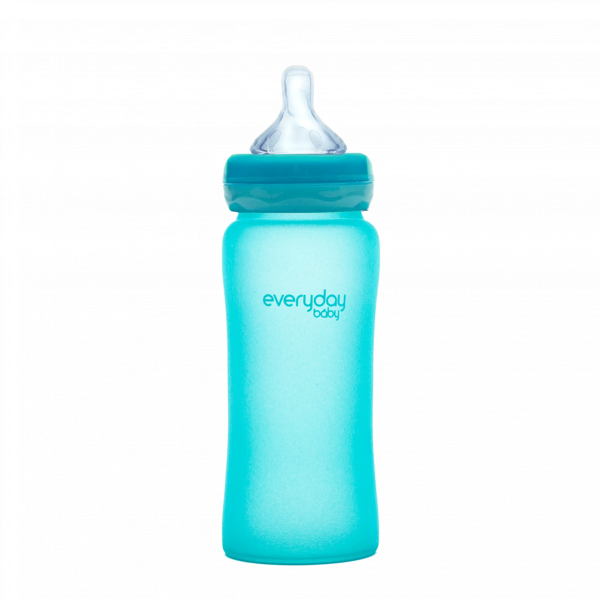 Everyday Baby skleněná láhev s termo senzorem, 300 ml, modrá