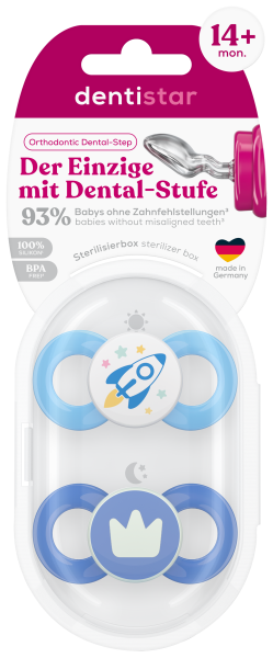 Dentistar ortodontické dudlíky od 14 měsíců věku, modré