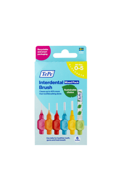 TePe Original mezizubní kartáčky z bioplastu, startovací sada, 6 ks, krabička