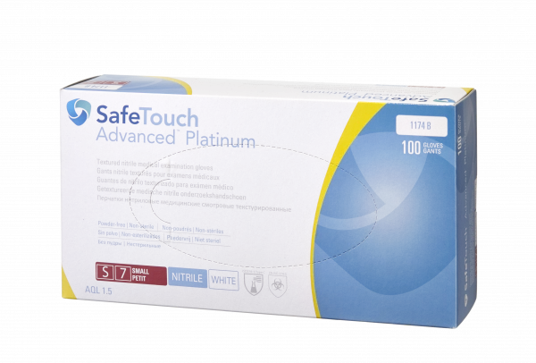 Medicom SafeTouch Advanced, nepudrované nitrilové rukavice S, bílé, 100ks