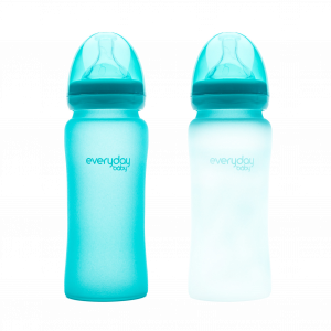 Everyday Baby skleněná láhev s termo senzorem, 300 ml, modrá