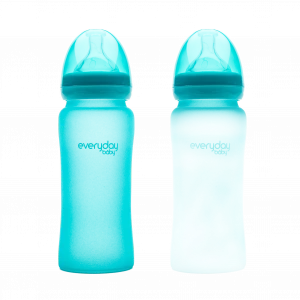 Everyday Baby skleněná láhev s termo senzorem, 300 ml, modrá