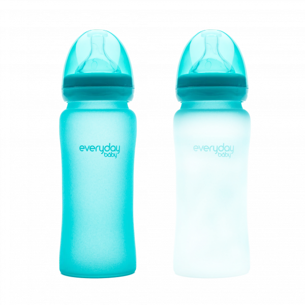Everyday Baby skleněná láhev s termo senzorem, 300 ml, modrá