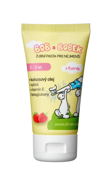 Bob a Bobek dětská zubní pasta s příchutí malin a jahod (0-5 let), 50 ml