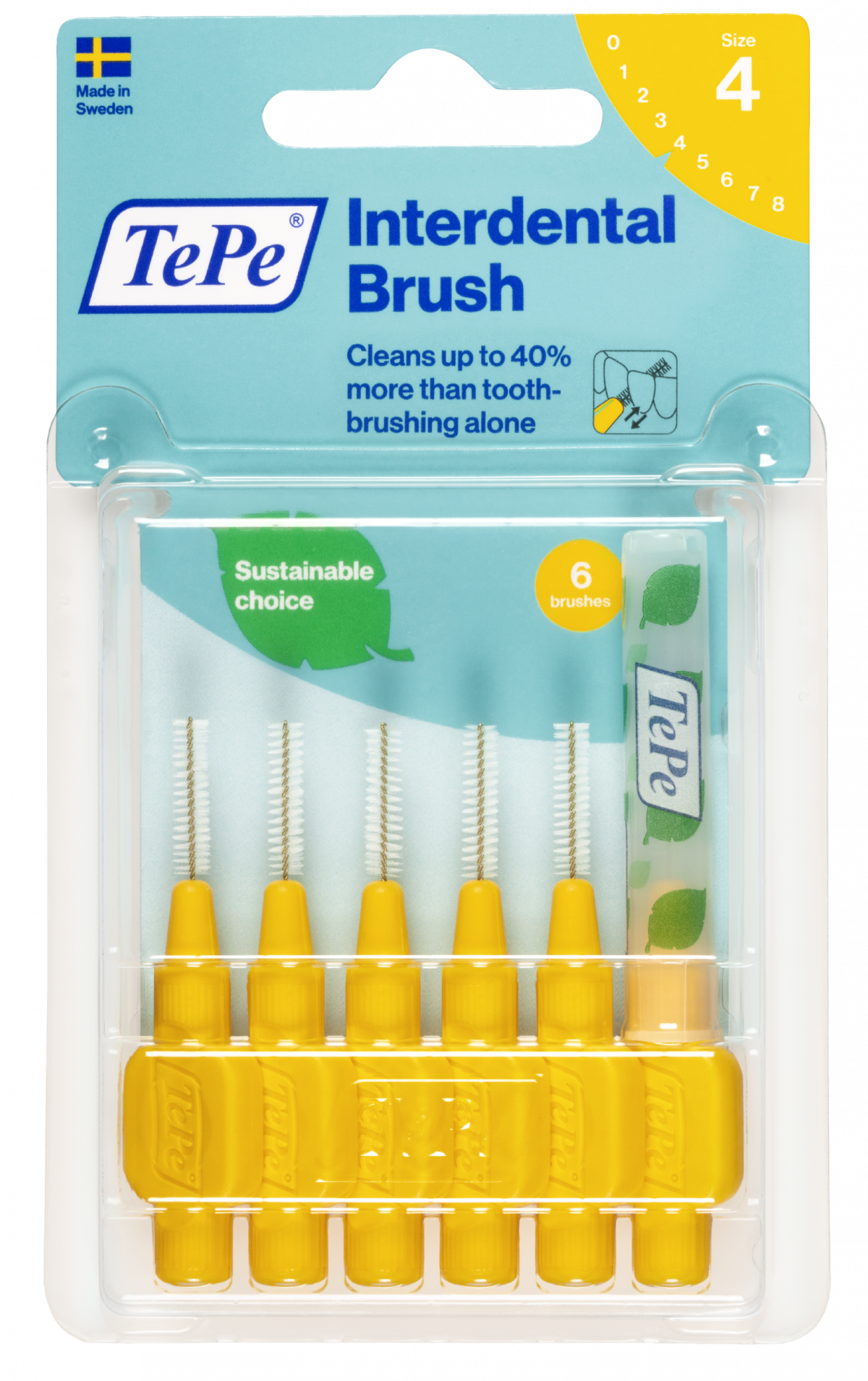 TePe Original mezizubní kartáčky z bioplastu 0,7 mm, žluté, 6 ks