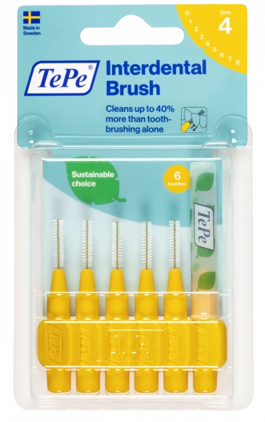 TePe Original mezizubní kartáčky z bioplastu 0,7 mm, žluté, 6 ks