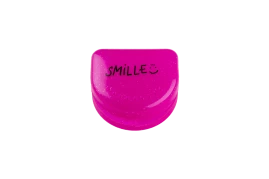 SMILLE růžová schránka na rovnátka s flitry