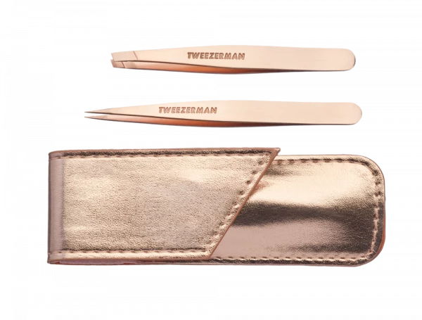 Tweezerman Petite Set Rose Gold, Sada pinzet v pouzdře Rose Gold