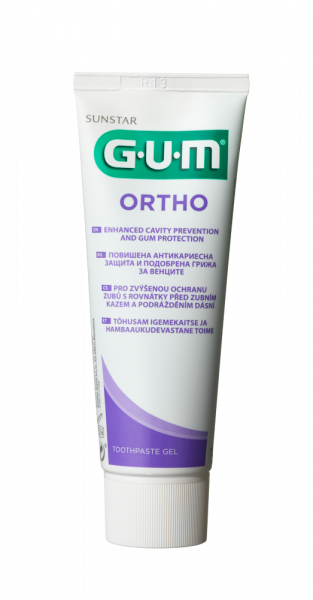 GUM Ortho zubní gel pro čištění zubů s rovnátky CPC 0,05 %, 75 ml
