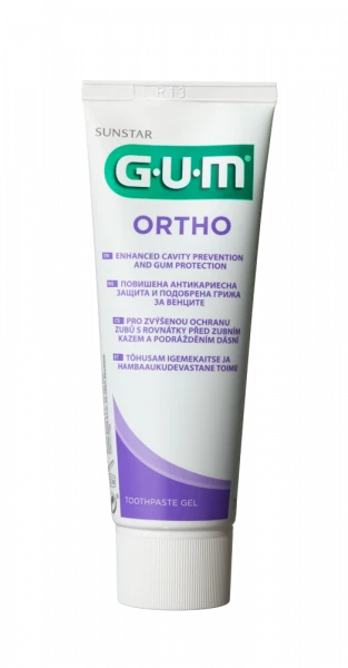 GUM Ortho zubní gel pro čištění zubů s rovnátky CPC 0,05 %, 75 ml