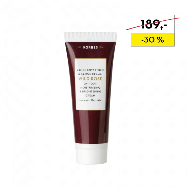 KORRES Wild Rose 24h - rozjasňující krém pro normální a suchou pleť s divokou růží (cestovní balení), 16 ml
