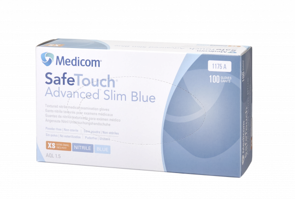 Medicom SafeTouch Advanced, nepudrované nitrilové rukavice S, modré, 100 ks