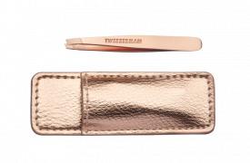 Tweezerman Mini SLANT pinzeta Rose Gold s cestovním pouzdrem