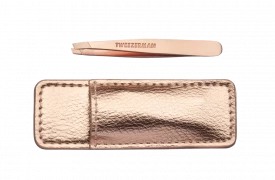 Tweezerman Mini SLANT pinzeta Rose Gold s cestovním pouzdrem