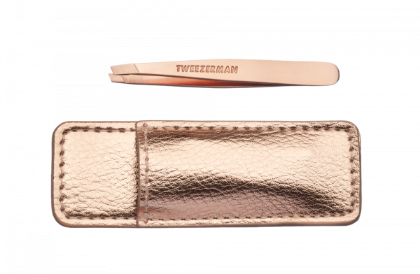 Tweezerman Mini SLANT pinzeta Rose Gold s cestovním pouzdrem