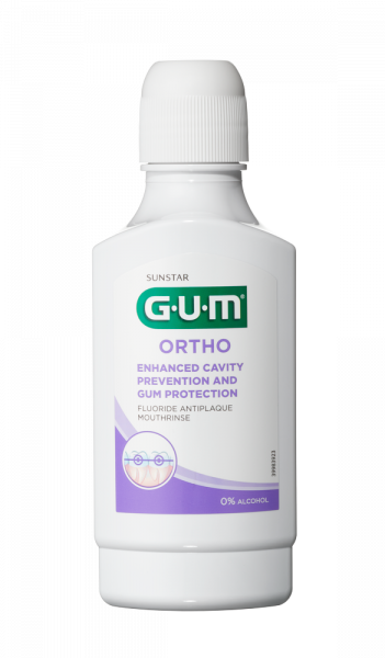 GUM Ortho ústní voda (výplach) pro zuby s rovnátky CPC 0,05 %, 300 ml
