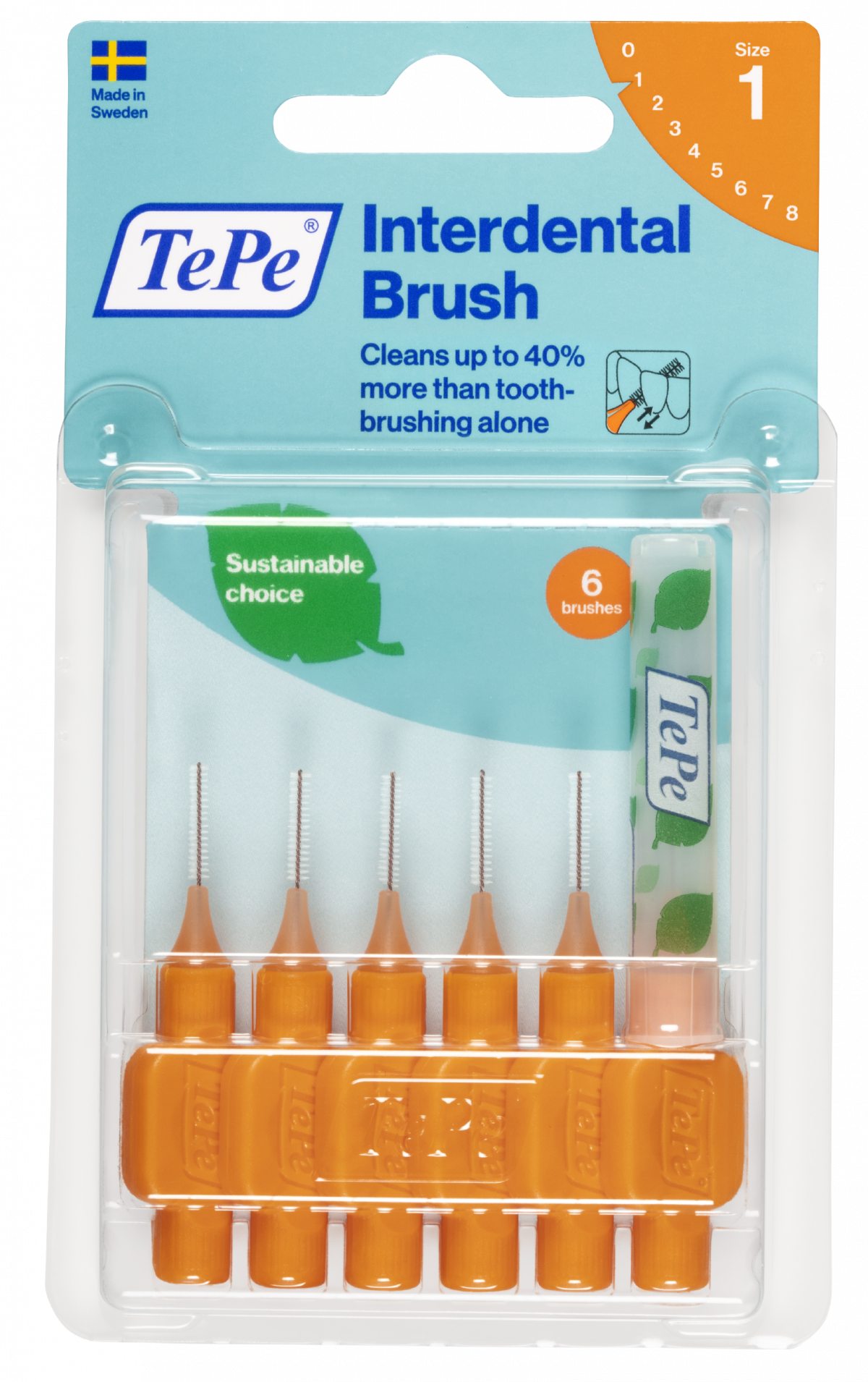 TePe Original mezizubní kartáčky z bioplastu 0,45 mm, oranžové, 6 ks