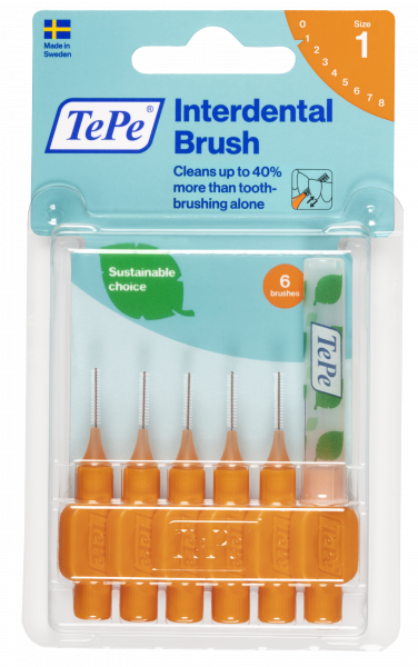 TePe Original mezizubní kartáčky z bioplastu 0,45 mm, oranžové, 6 ks