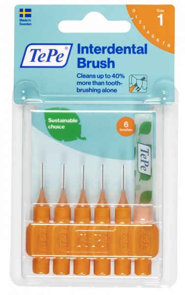 TePe Original mezizubní kartáčky z bioplastu 0,45 mm, oranžové, 6 ks