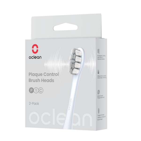 Oclean náhradní hlavice Plaque Control Medium, P1C9-X Pro Digital - 2 ks, stříbrné