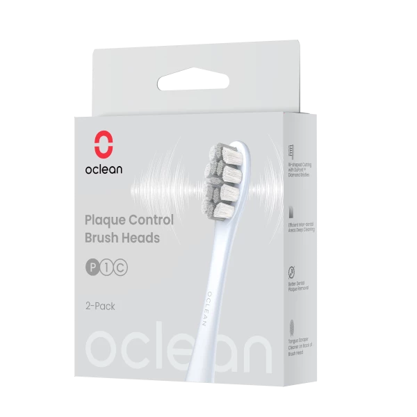 Oclean náhradní hlavice Plaque Control Medium, P1C9 - 2 ks, stříbrné