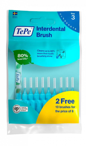 TePe Original mezizubní kartáčky z bioplastu 0,6 mm, modré, 8+2 ks zdarma