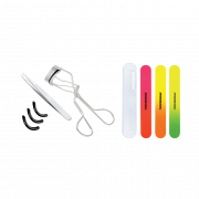 Tweezerman Platinum Silver sada (kleštičky na řasy a pinzeta platinum) + Tweezerman neonové pilníky na nehty s pouzdrem, 3 ks