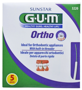 GUM Ortho Floss zubní nit pro čištění rovnátek, 5 ks