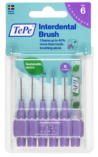 TePe Original mezizubní kartáčky z bioplastu 1,1 mm, fialové, 6 ks