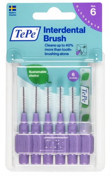 TePe Original mezizubní kartáčky z bioplastu 1,1 mm, fialové, 6 ks