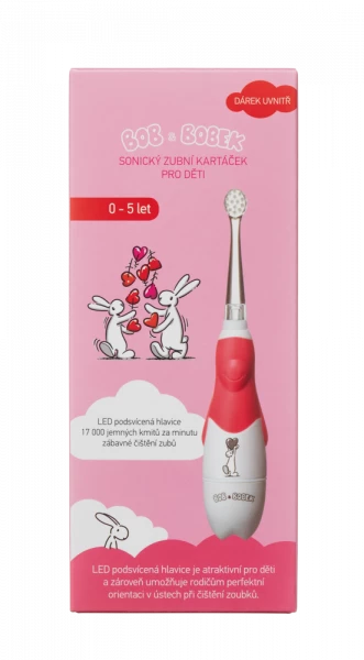 Bob a Bobek baby sonický dětský kartáček se srdíčky, 0-5 let, v krabičce