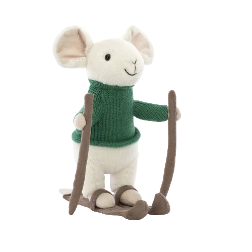 Jellycat vánoční myška na lyžích