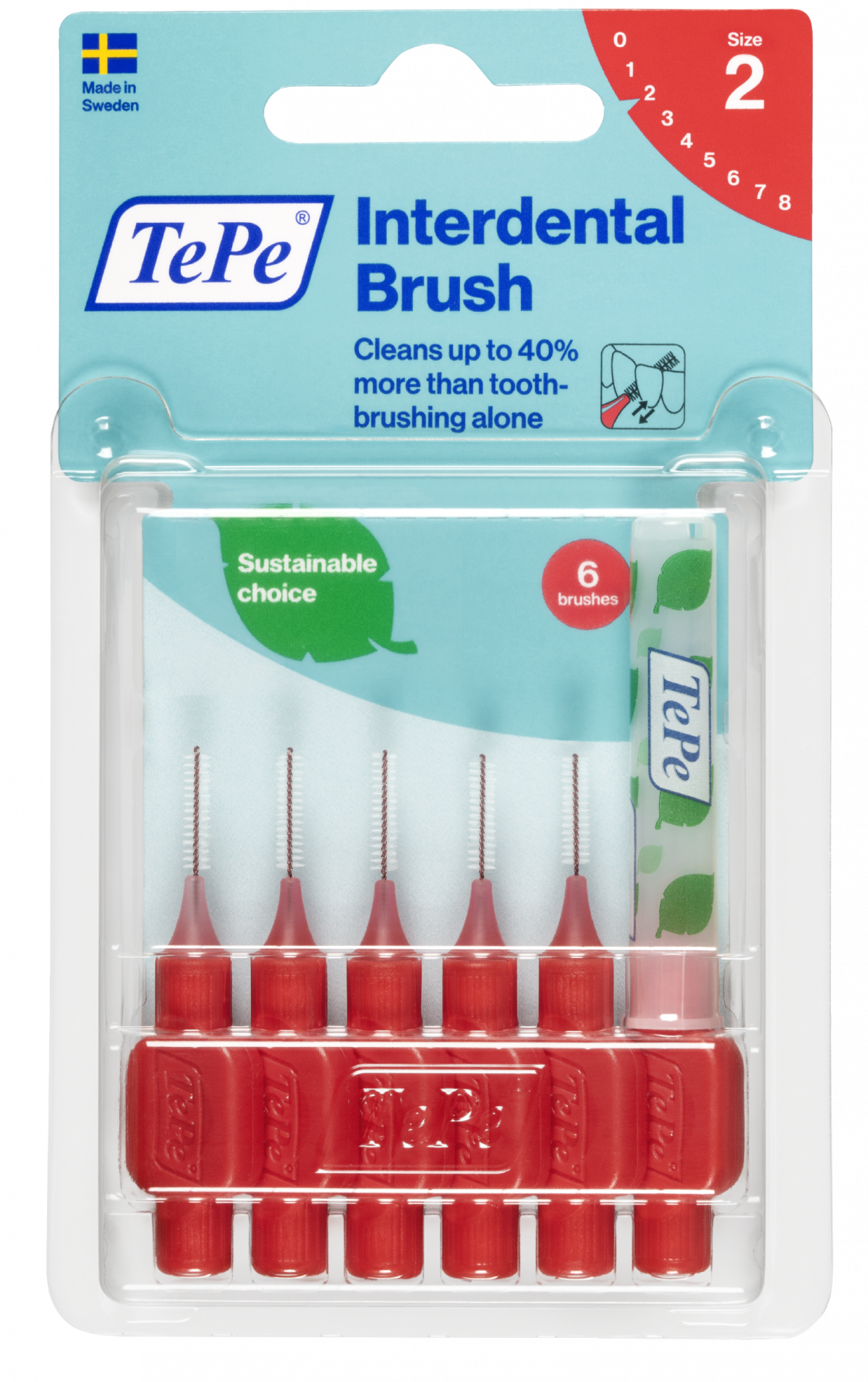 TePe Original mezizubní kartáčky z bioplastu 0,5 mm, červené, 6 ks