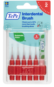 TePe Original mezizubní kartáčky z bioplastu 0,5 mm, červené, 6 ks