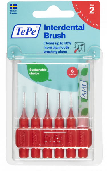 TePe Original mezizubní kartáčky z bioplastu 0,5 mm, červené, 6 ks