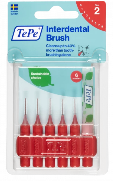 TePe Original mezizubní kartáčky z bioplastu 0,5 mm, červené, 6 ks