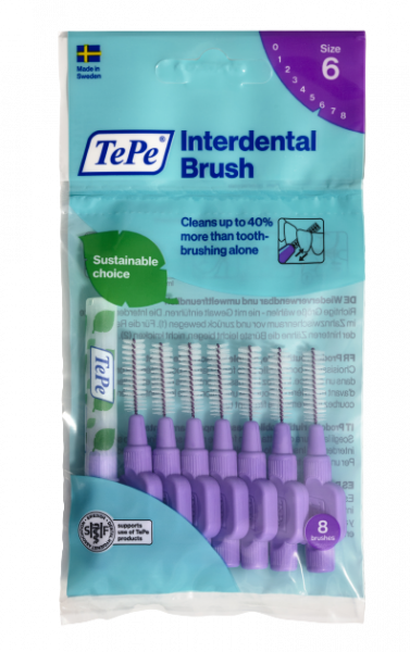 TePe Original mezizubní kartáčky z bioplastu 1,1 mm, fialové, 8 ks