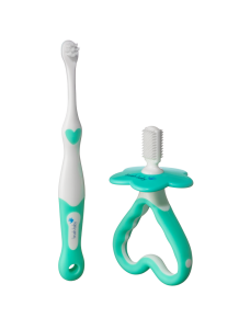 Brush-baby First Brush & Teether, zubní kartáček a kousátko, 0-18 měsíců
