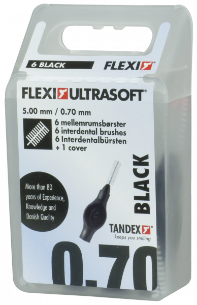 Tandex Flexi Ultra Soft mezizubní kartáčky 0,7 mm, černé, 6 ks