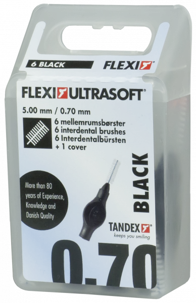Tandex Flexi Ultra Soft mezizubní kartáčky 0,7 mm, černé, 6 ks