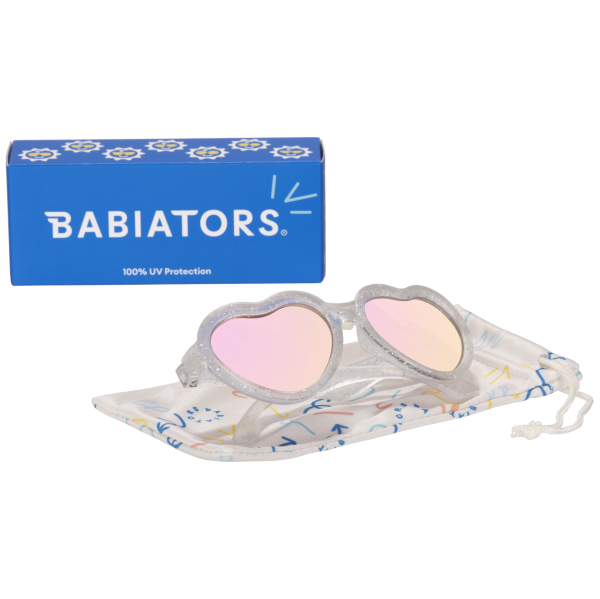 BABIATORS Hearts Silver Shimmer, sluneční brýle stříbrné třpytky, 3-5 let