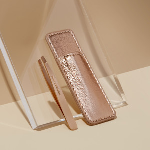 Tweezerman Mini SLANT pinzeta Rose Gold s cestovním pouzdrem
