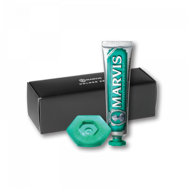 MARVIS Classic Strong Mint sada - zubní pasta s xylitolem 85 ml + stojánek
