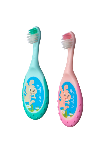 Brush-baby FlossBrush 2in1, první zubní kartáček a kousátko 2v1, 0-3 roky