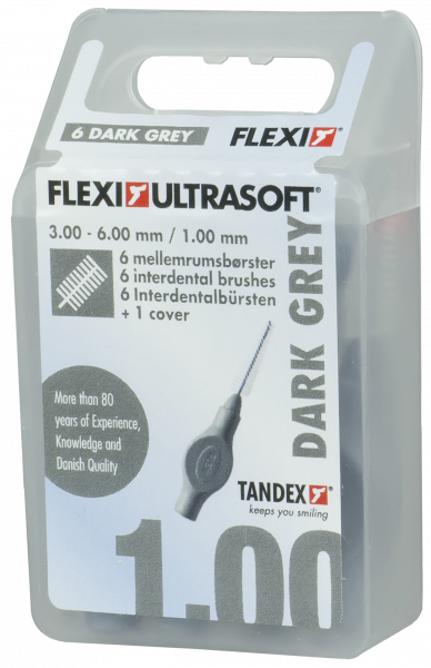 Tandex Flexi Ultra Soft mezizubní kartáčky 1,0 mm, tmavě šedé, 6 ks